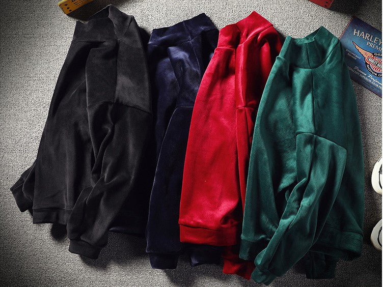 Gold Velvet Half Turtleneck Sweater men