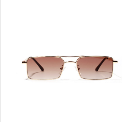 double beam small  box metal light red sunglasses