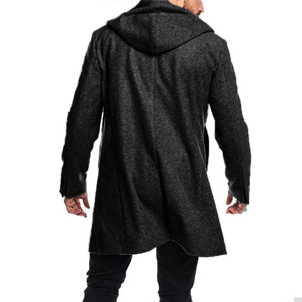 Hooded woolen coat men