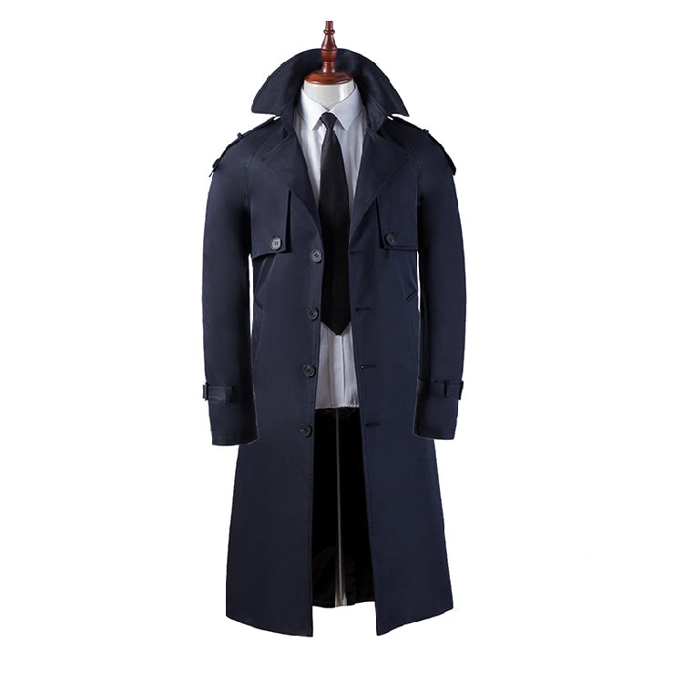 Super Long Over The Knee Slim Business Casual Men's Trench Coat