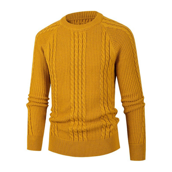 Men's Solid Color Fried Dough Twist Knitwear Pullover sweater