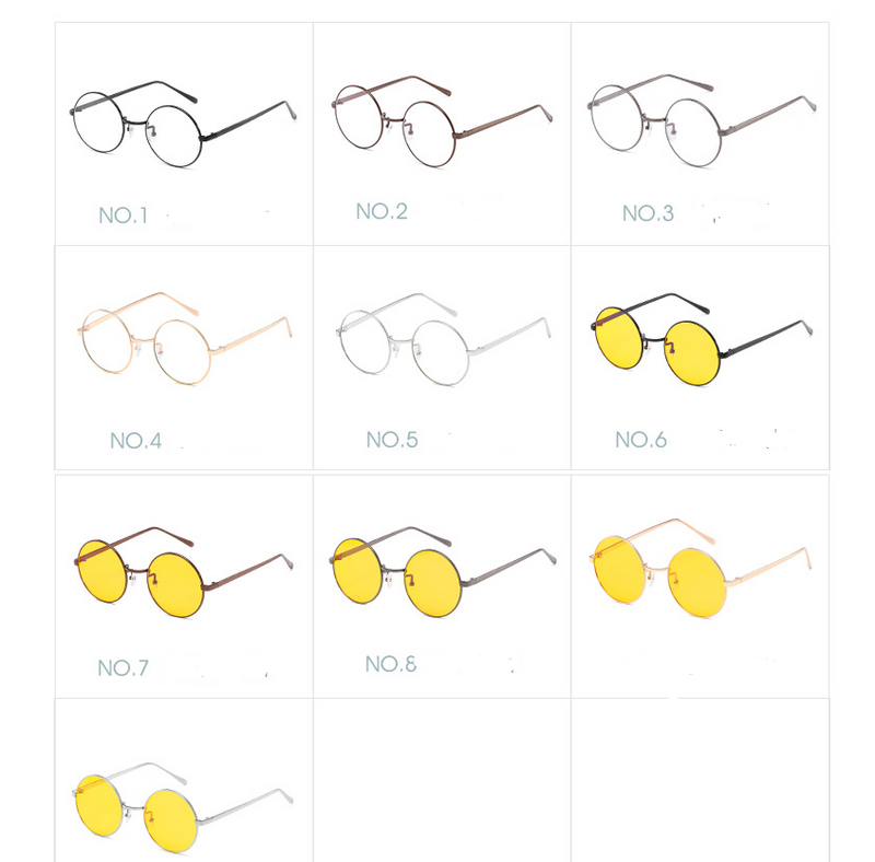 New anti-Blu-ray glasses retro glasses round frame metal flat mirror