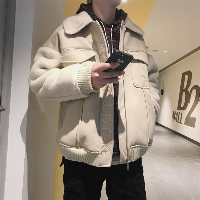 Men's lamb hair slim coat
