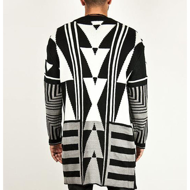 Sweater black and white men's coat
