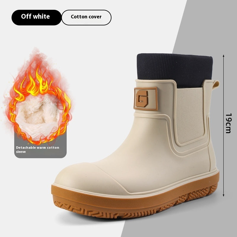Men's Short Non-slip Waterproof Shoes Fleece-lined Platform boots