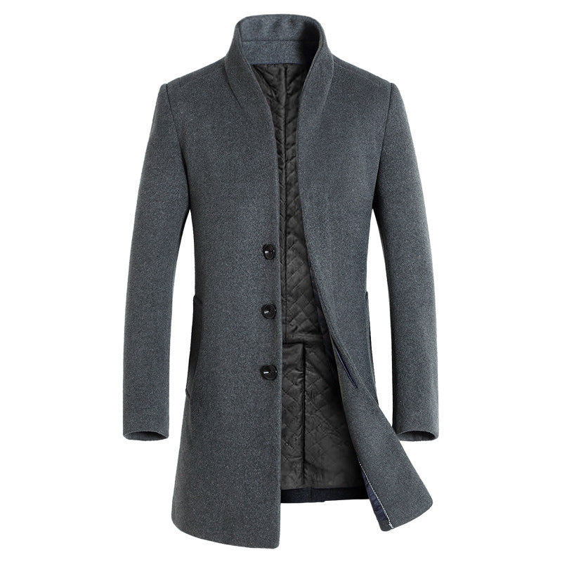 Men's mid-length slim trench coat