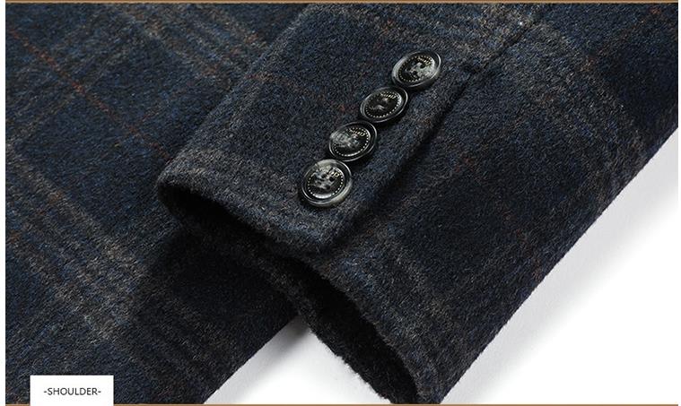 Men's plaid woolen trench coat