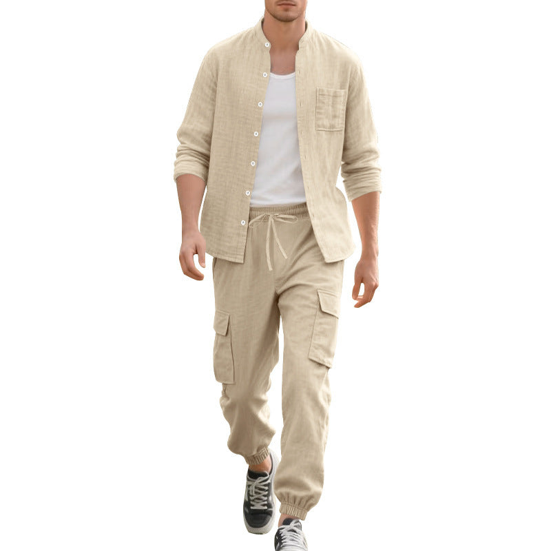 Long Sleeve Trousers Cardigan Casual Loose Beach Suit