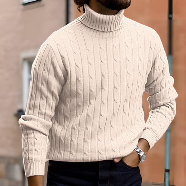 Men's Sweater Casual Retro Twisted Flower Turtleneck Knitting sweater