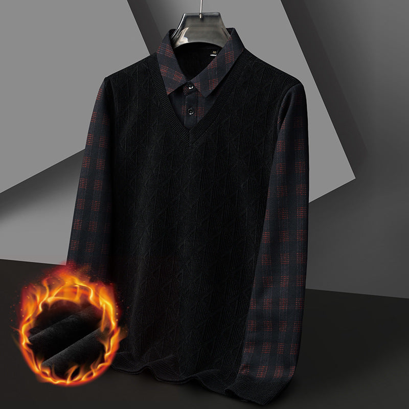 Men's Fleece-lined Thickened Bottoming Shirt