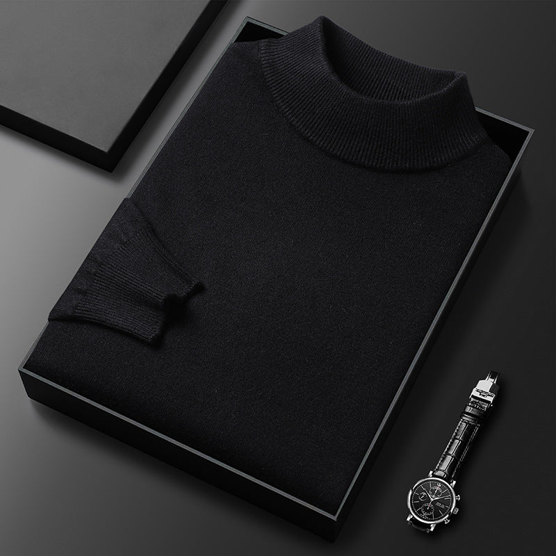 Men's Slim Fit Pure Color Half Collar Knitted Bottoming Shirt