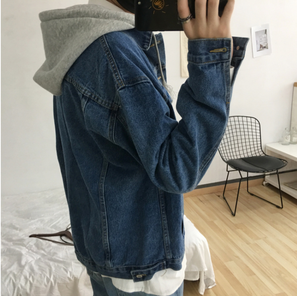 Hooded Denim Jacket Mens
