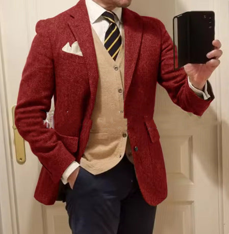Men's Suit Herringbone Coat Casual Slim Fit