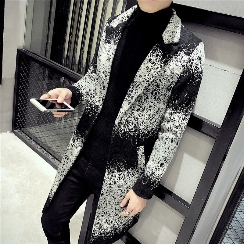 Men's Slim tie dyed trench coat