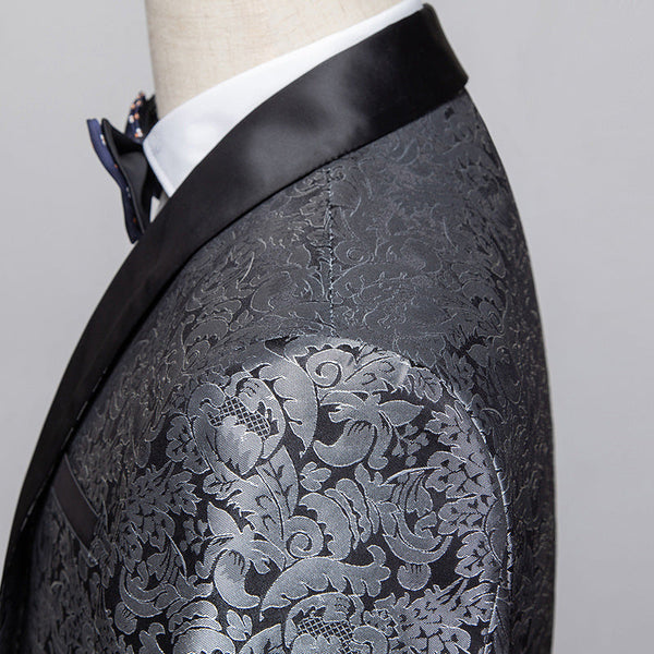 Men's Evening Dress Host Jacquard Two-piece suit Set