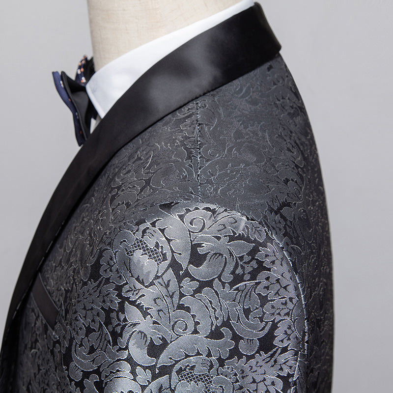 Men's Evening Dress Host Jacquard Two-piece suit Set