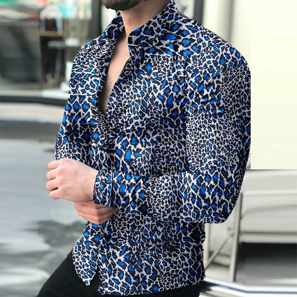 Men's Casual Long-sleeved Printed Shirt