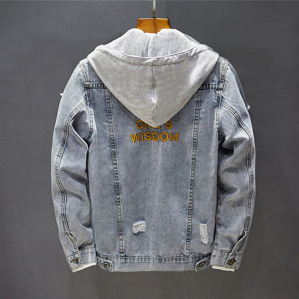 Autumn And Winter Embroidered Ripped Denim Jacket