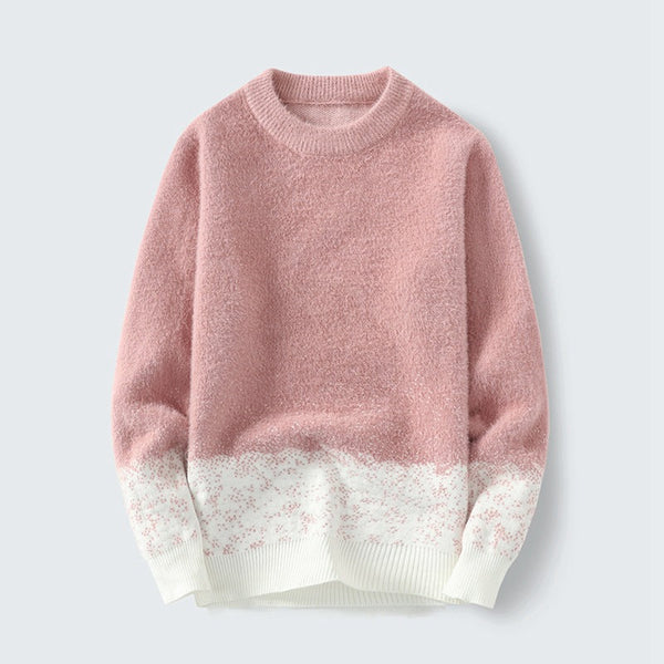 Fall Winter Pullover Round Neck Gradient Base Shirt Sweater Men