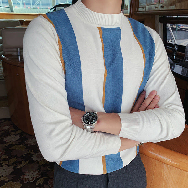 striped handsome sweater Long-sleeved