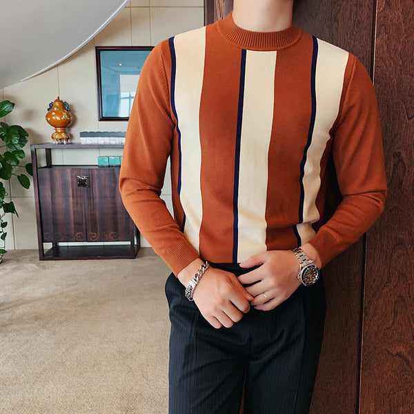 striped handsome sweater Long-sleeved