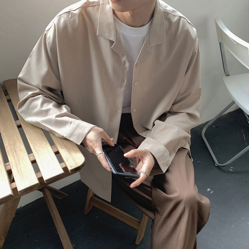 Long-sleeved Korean Trendy and Handsome College Style Shirt