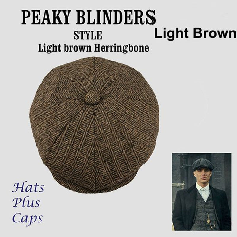 peaky blinders hat Wool Newsboy Caps Men Herringbone Flat Caps Gatsby