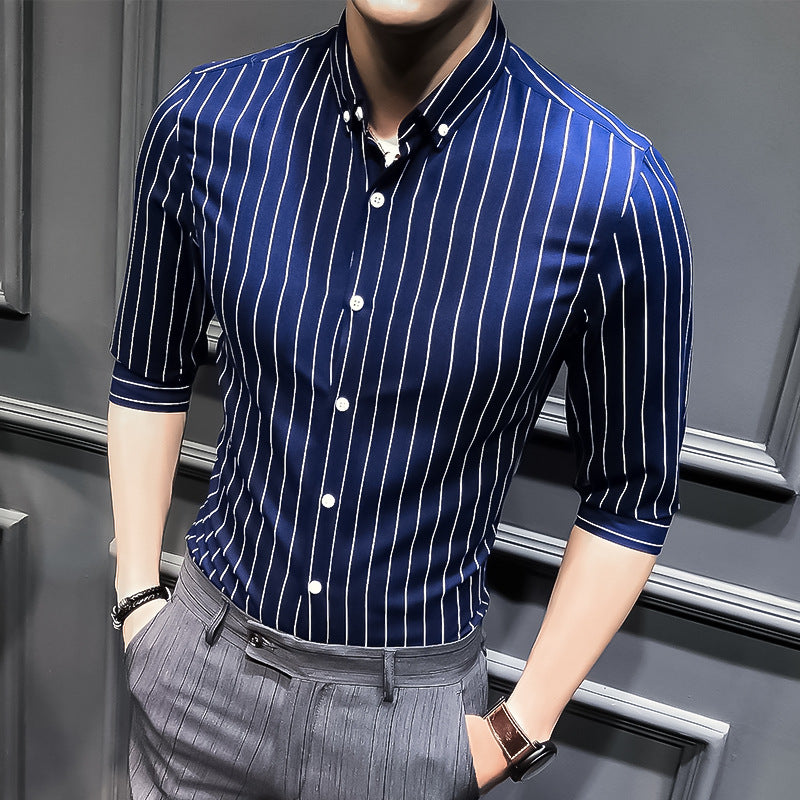 Summer Style Striped  Men's Slim Casual Shirt