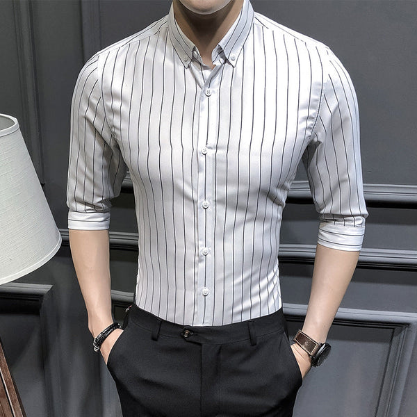 Summer Style Striped  Men's Slim Casual Shirt