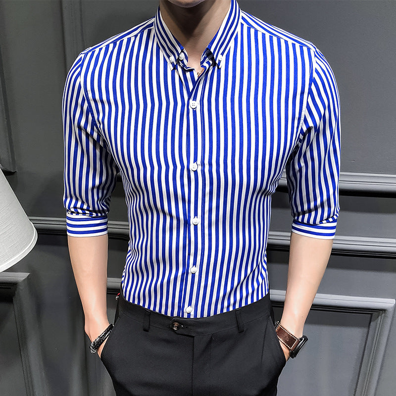 Summer Style Striped  Men's Slim Casual Shirt