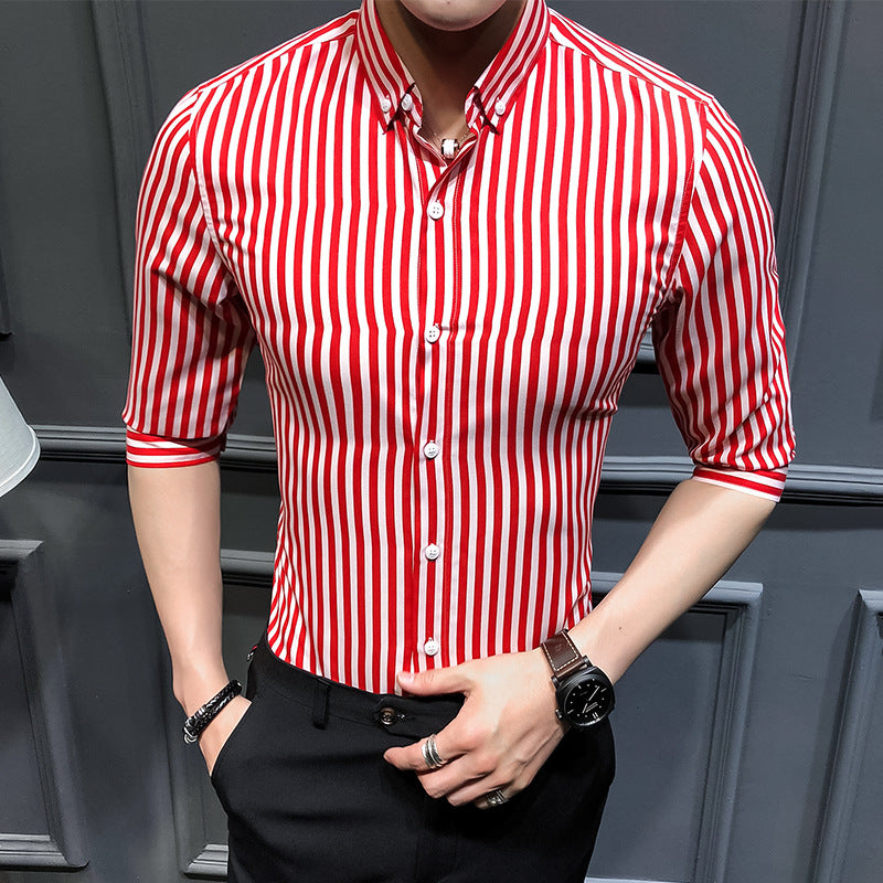 Summer Style Striped  Men's Slim Casual Shirt
