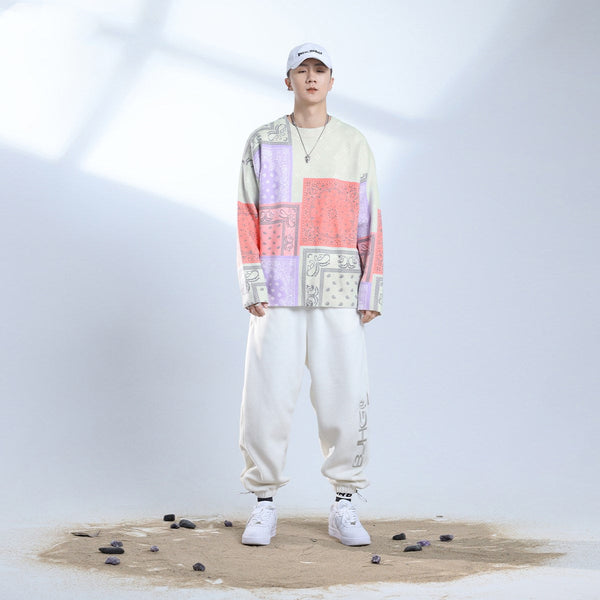Stitching Cashew Flower Trend Sweater Men