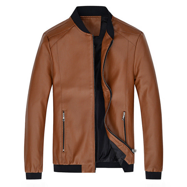 Men's Stand-Up Collar Leather Jacket