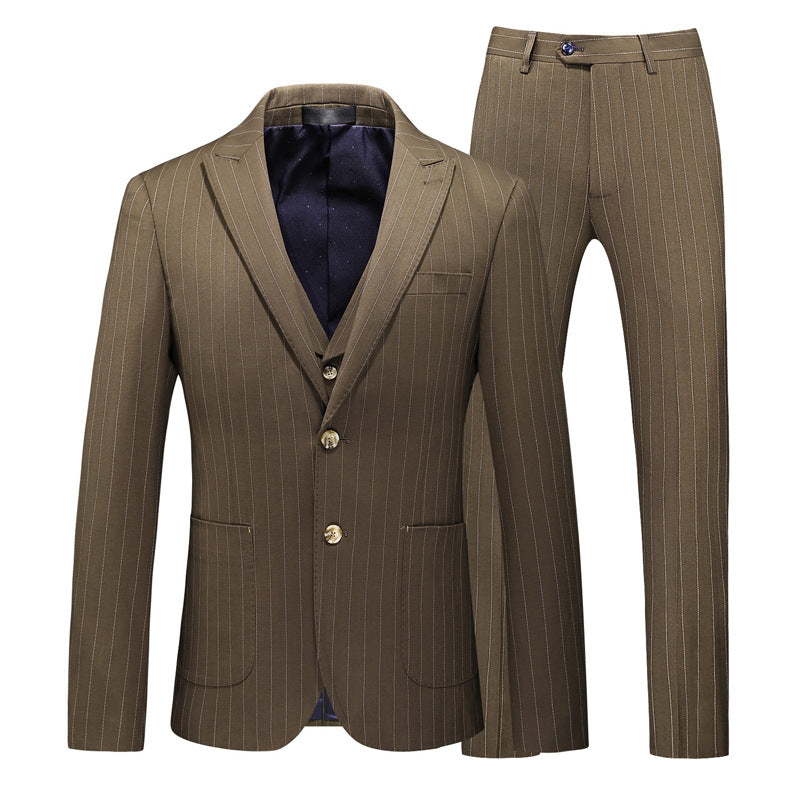 Men's Striped Cross-border Three-piece Slim Wedding suit