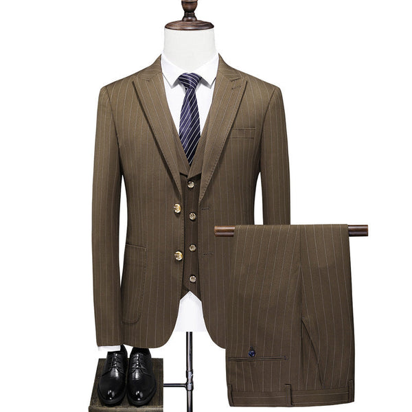 Men's Striped Cross-border Three-piece Slim Wedding suit