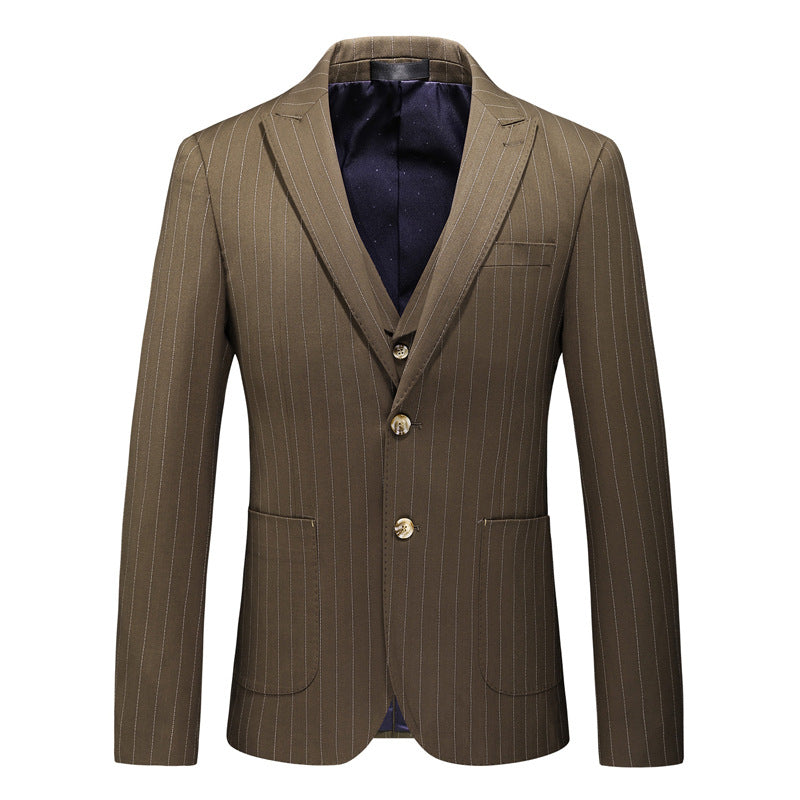 Men's Striped Cross-border Three-piece Slim Wedding suit