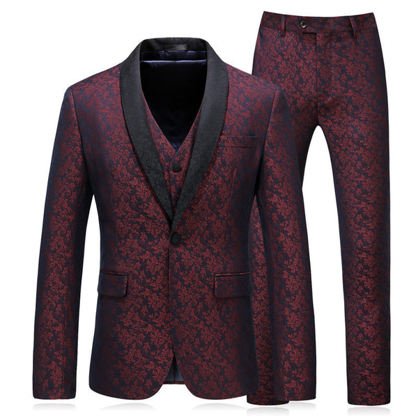 Three-piece Casual Slim Plaid Suit