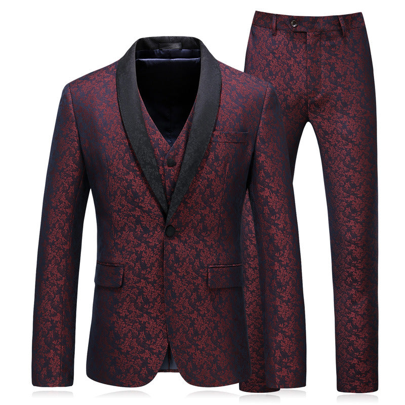 Three-piece Casual Slim Plaid Suit