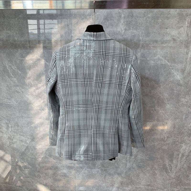 British Plaid Slim Double-breasted Small Suit Jacket