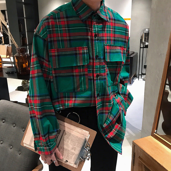 korean style Plaid Shirt