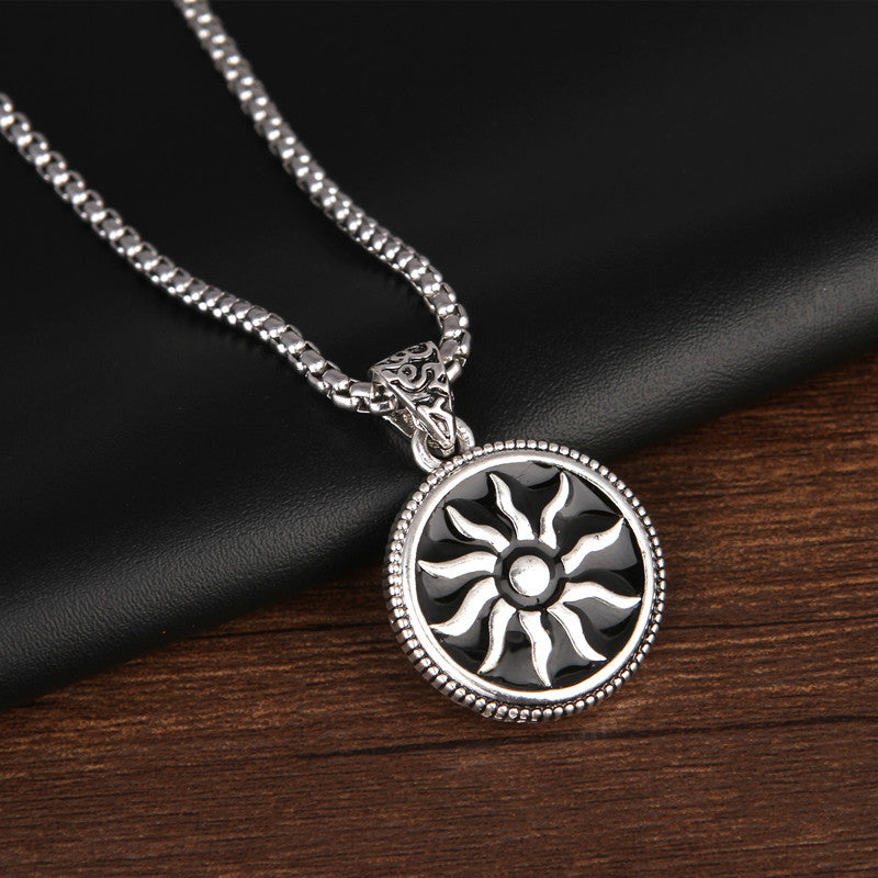 Sunflower Retro Totem Titanium Steel Chain Men's Necklace