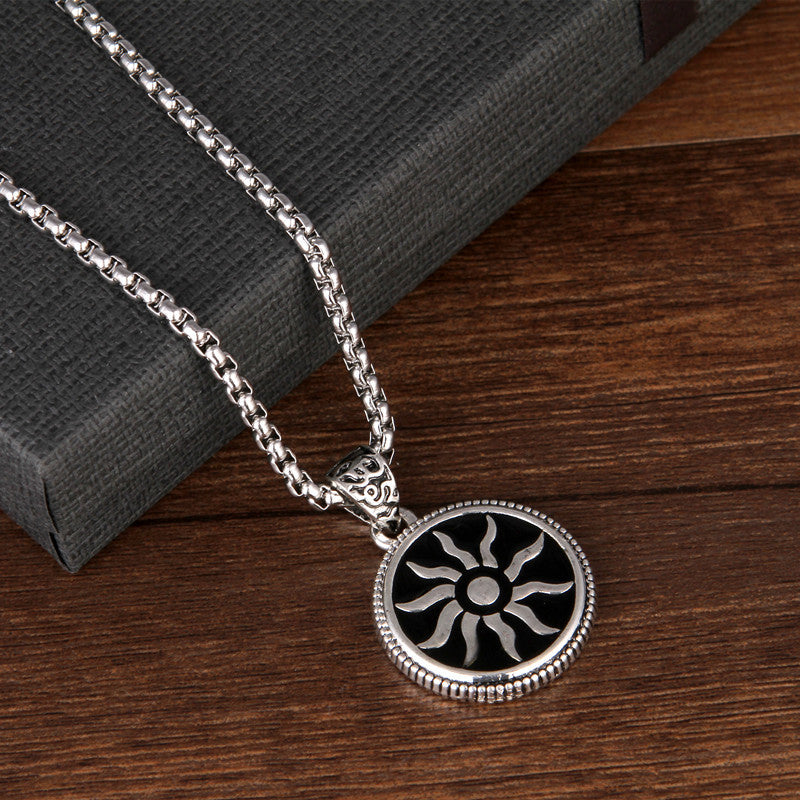 Sunflower Retro Totem Titanium Steel Chain Men's Necklace