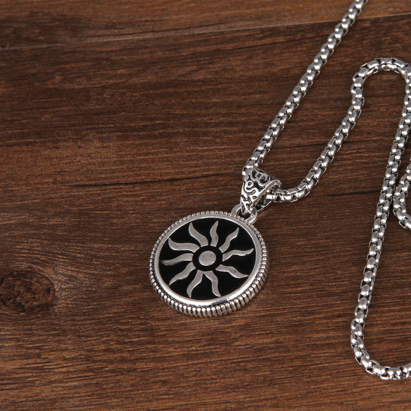 Sunflower Retro Totem Titanium Steel Chain Men's Necklace