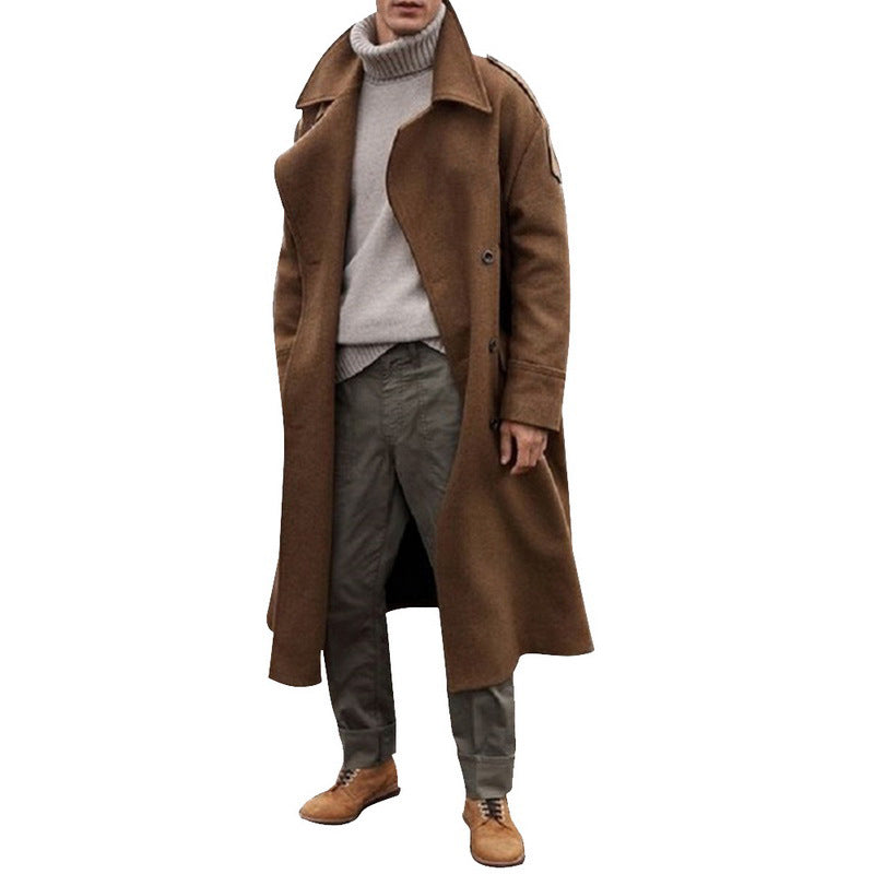 Men's Long Woolen trench Coat