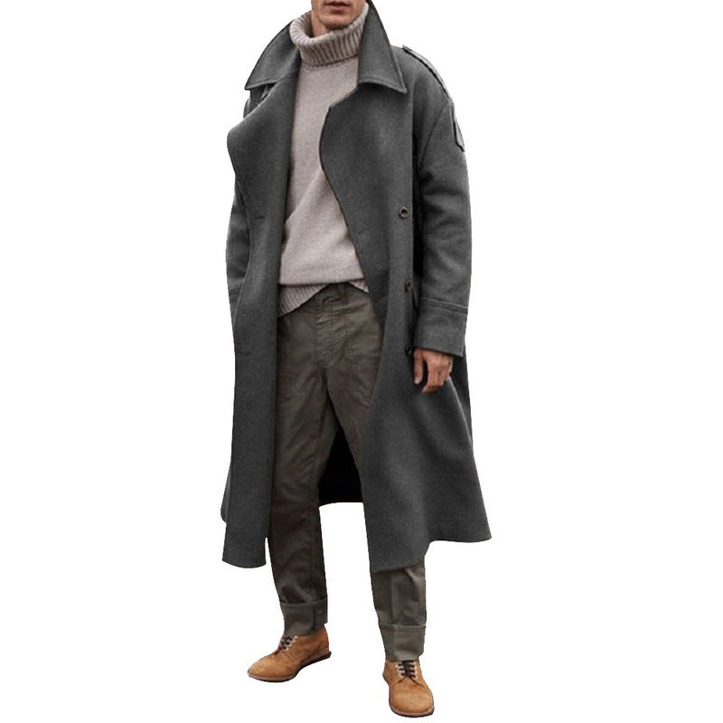 Men's Long Woolen trench Coat