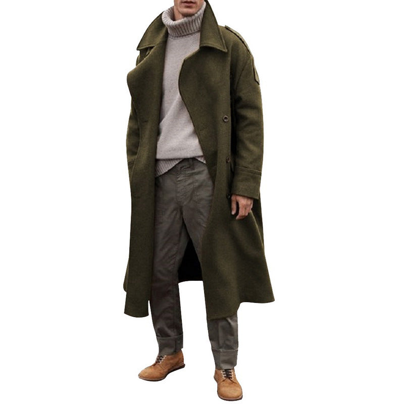 Men's Long Woolen trench Coat