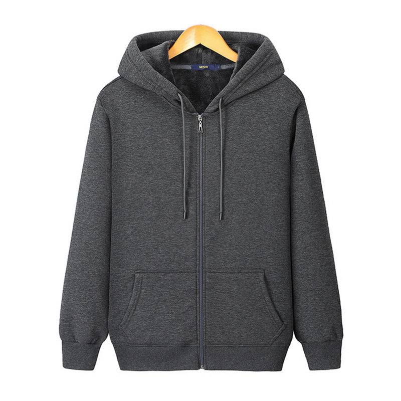 Fleece Warm Men's Zipper Hooded Sweater