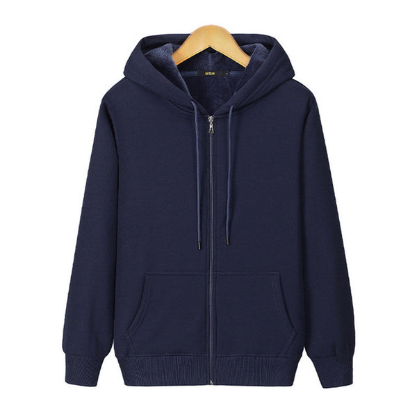 Fleece Warm Men's Zipper Hooded Sweater