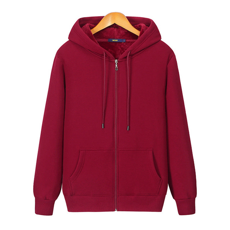 Fleece Warm Men's Zipper Hooded Sweater
