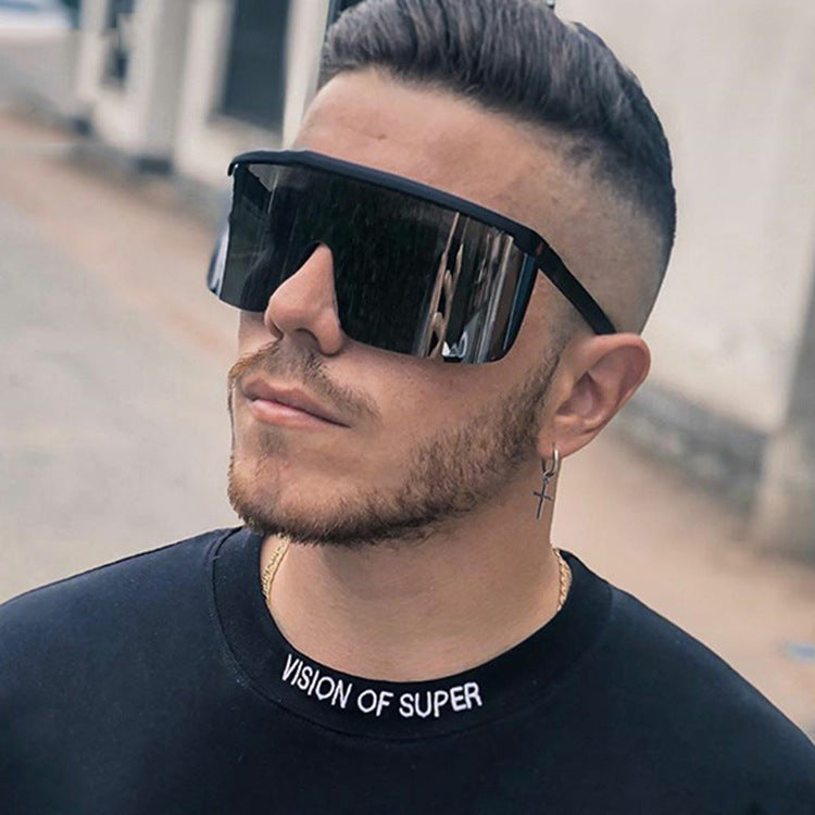 Real Film One Piece Sunglasses Oversized Frame Sunglasses
